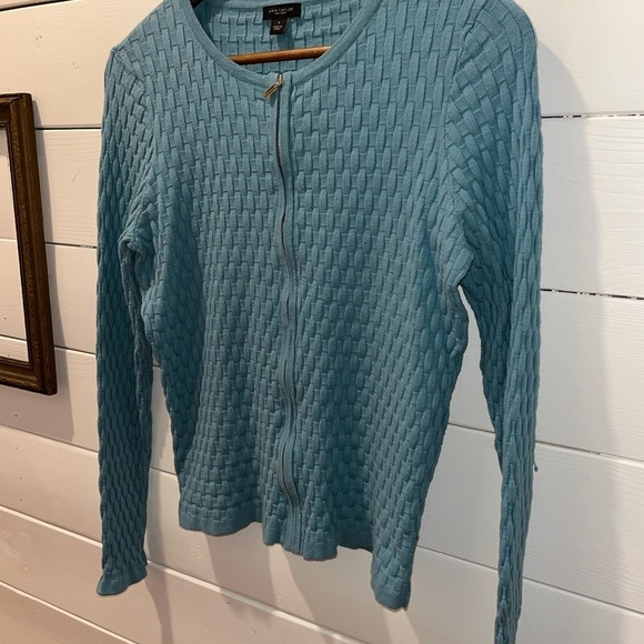 ANN TAYLOR zip up  blue cardigan size S - Picture 8 of 9
